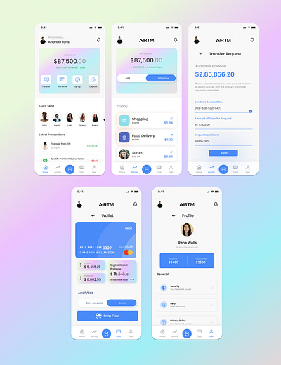 Airtm - Banking App UI app design bank app banking app ui dashboard design digital banking fintech design mobile ui responsive design uiux user experience