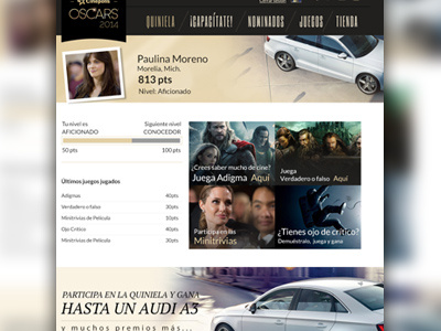 Oscars Triva 2014 movies oscars responsive trivia ui ux website