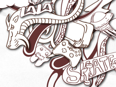 Web Illustration dragon drawn illustration octopus skate trace trace