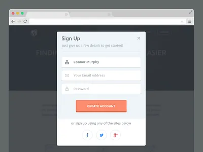 Sign Up Modal clean design flat minimal sign up ui widget