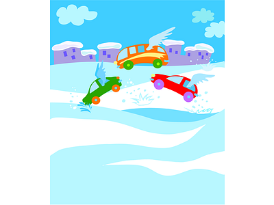 Cars in the Snow car illustration snow vector