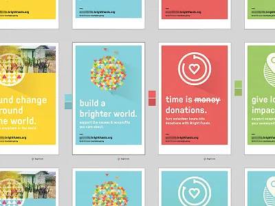 In progress, series of posters color flat illustration poster shadow volunteer