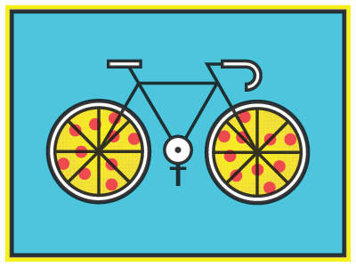 Pizza Party! art crank bike color pizza simple