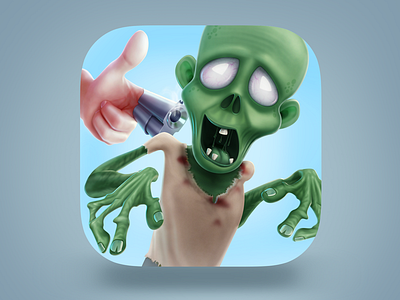 Gunfinger 3d cartoon game gun hand icon ios shoot shooter zombie