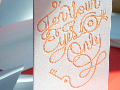 For Your Eyes Only card eye eyes illustration key letter pressed lettering letterpress love