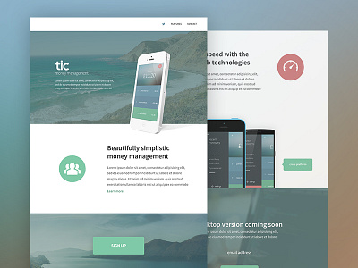 tic Website Design clean design flat iphone landing minimal page ui web website