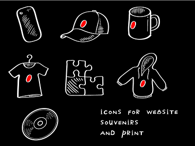 Icons cap cd icons illustrator mug phone puzzle shirt sweatshirt vector website