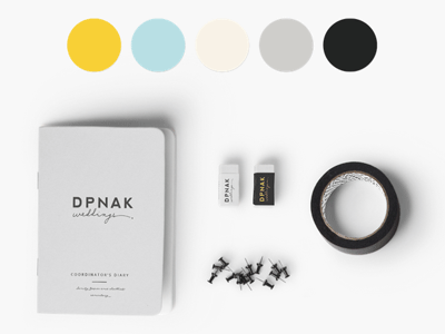 DPNAK Weddings Notebook and Color Scheme branding business color scheme hand lettering logo marketing notebook product