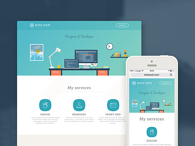 Personal Website Redesign blue bota iusti clean design illustration portfolio portfolio site responsive web website workspace