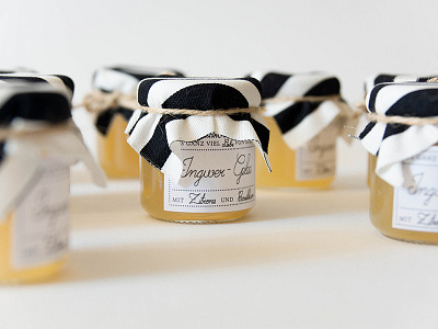 Ginger Jelly black dots ginger hand lettering jam jelly labels lettering line packaging typography white