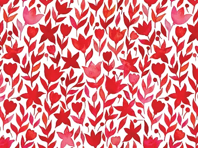 Red flowers flowers pattern red seamless watercolor