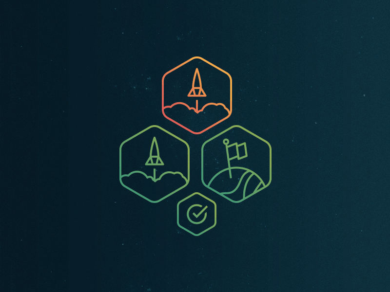 Space Icons gradient illustration interface line art rocket space web