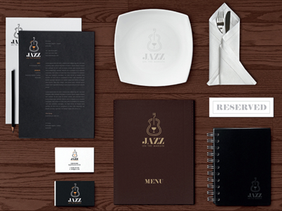 Branding Jazz branding business card icon illustration jazz letterhead logo menu restaurant vector