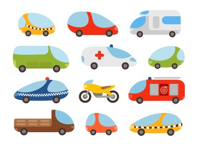 Cars flat design illustration rounded cars traffic