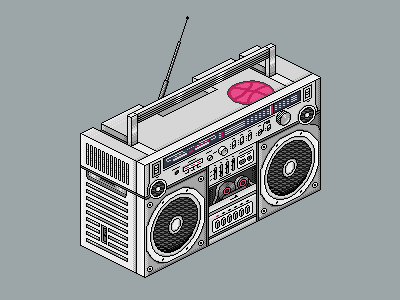 Ghetto Blaster 8 bit boombox ghetto gif grey music pink pixel pixel art pixelart retro