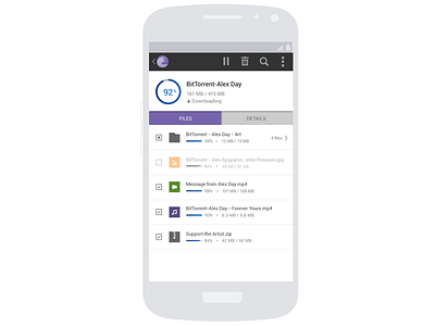 BitTorrent torrent app files screen mobile