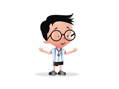 Cute little supporter argentina cartoon character fifa football messi worldcup