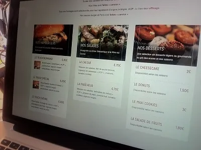 Food Menu Wip dessert food grid hamburger menu onepage salad website