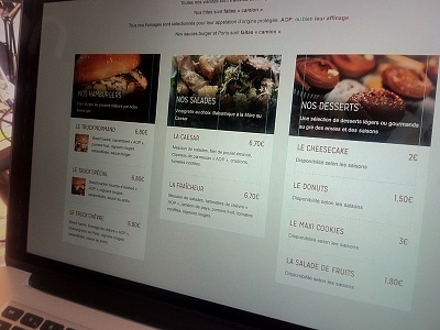 Food Menu Wip dessert food grid hamburger menu onepage salad website