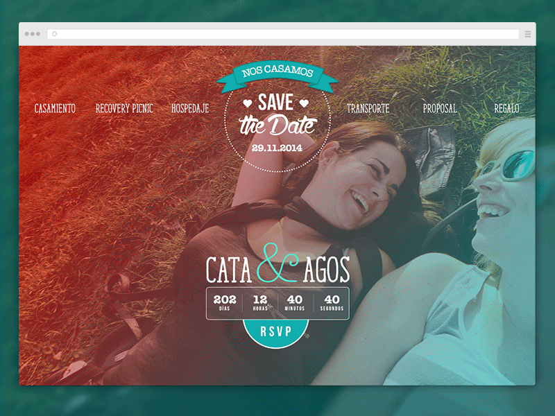 Wedding Website countdown invitation landing love ribbon romance rsvp script seal wedding