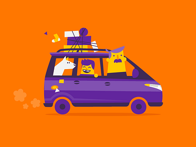 Family Car car dad dog illustration moustache patswerk sock vector