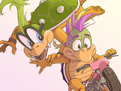 Iggy and Lemmy Koopa iggy illustration koopa lemmy mario mario kart nintendo