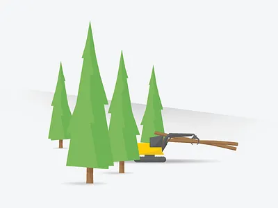 Location Illo - Forest forest illustration logging tractor trees vector