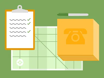 Before there was an app for that... checklist clean flat illustration map phone book vector