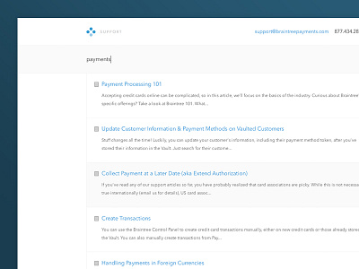 Braintree Support Search braintree clean minimal search support ui web website