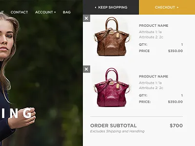 Mini Cart checkout design ecommerce flyout menu menu mini cart navigation web design website wip