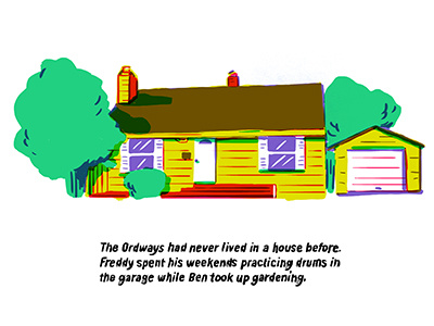 Yellow House alex despain green home house illustration portland story yellow