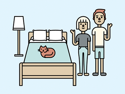bnb hosts cat hosts illustration travel vacation vector