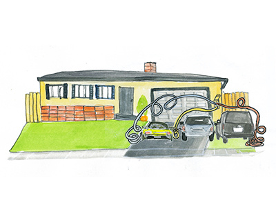 Electric Cars cars electric cars house illustration suburbia