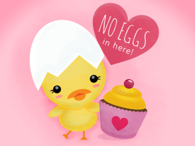 Vegan Little Chicken chick cupcakes cute kawaii kids pink vector vegan
