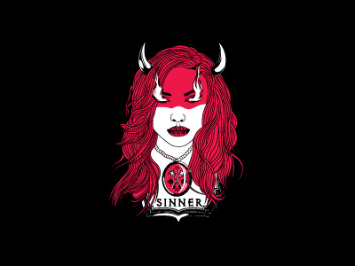 Sinner fire good graphic illustration red saint shirt tee woman