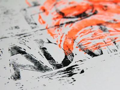 It's time for new adventures adventures detail linoleum print neon orange structure typography wave