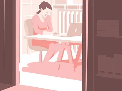 Co-working space — Darbavieta apple chair coworking girl illustration laptop light office table