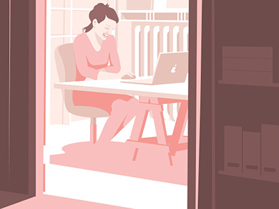 Co-working space — Darbavieta apple chair coworking girl illustration laptop light office table
