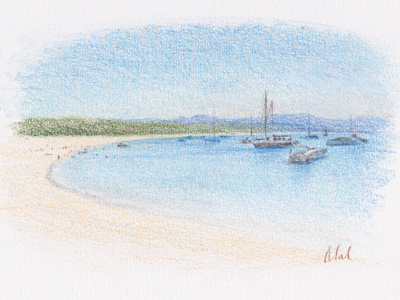 Whitehaven Beach drawing australia beach drawing illustration landscape pencil