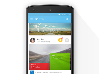 Me Feed activity feed android mobile ui