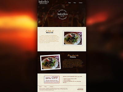 Isabella's italian restaurant rustic web