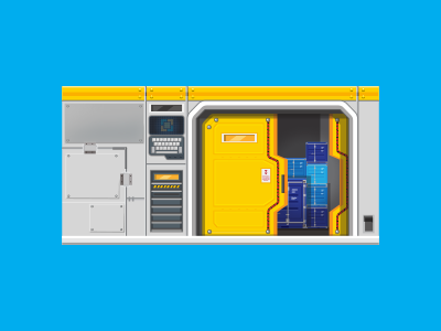 Hub Warehouse building game illustration item object train vector warehouse