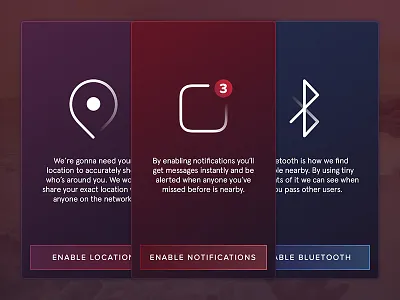 Info Screens app blue icon ios iphone location notification purple red settings ui ux