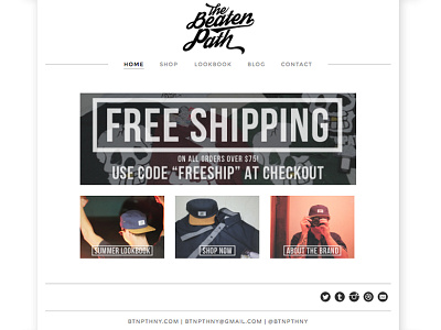 The Beaten Path Distribution lettering streetwear web web design