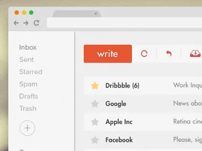 Mail app design mail minimal red ui web