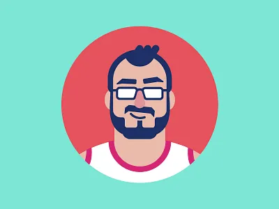 New Baller badge basketball debut dribbbler dribble face glasses hair head icon illustration smile
