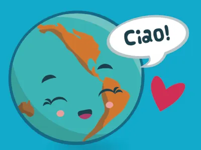 World Languages (Italian) earth heart icon kids world