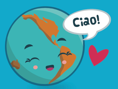 World Languages (Italian) earth heart icon kids world