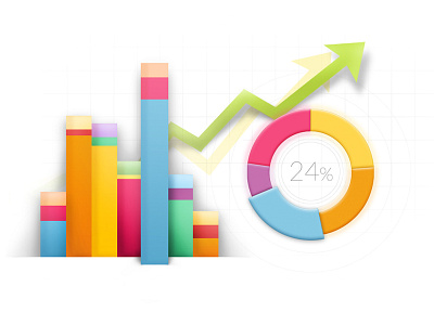 Web Section Graphic bar chart donut graph graphic line pie web website