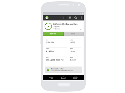 µTorrent Android App icons mobile ui